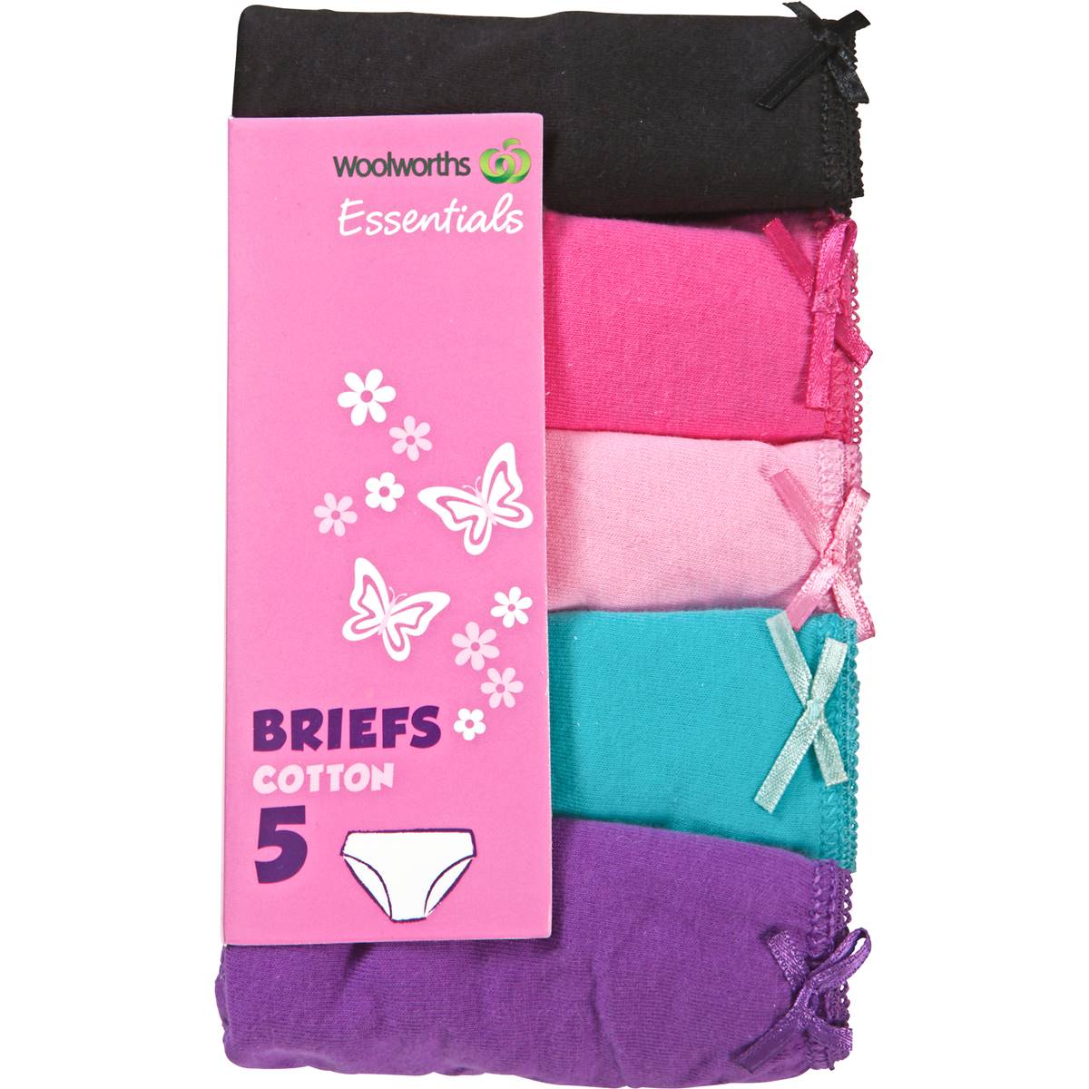 Woolworths Essentials Underwear Girl's Basic Briefs Size 2-3