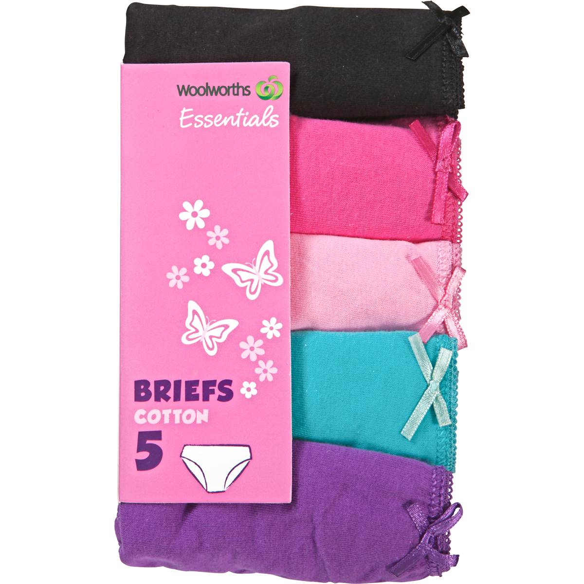 Woolworths Essentials Underwear Girl's Basic Briefs Size 6-7