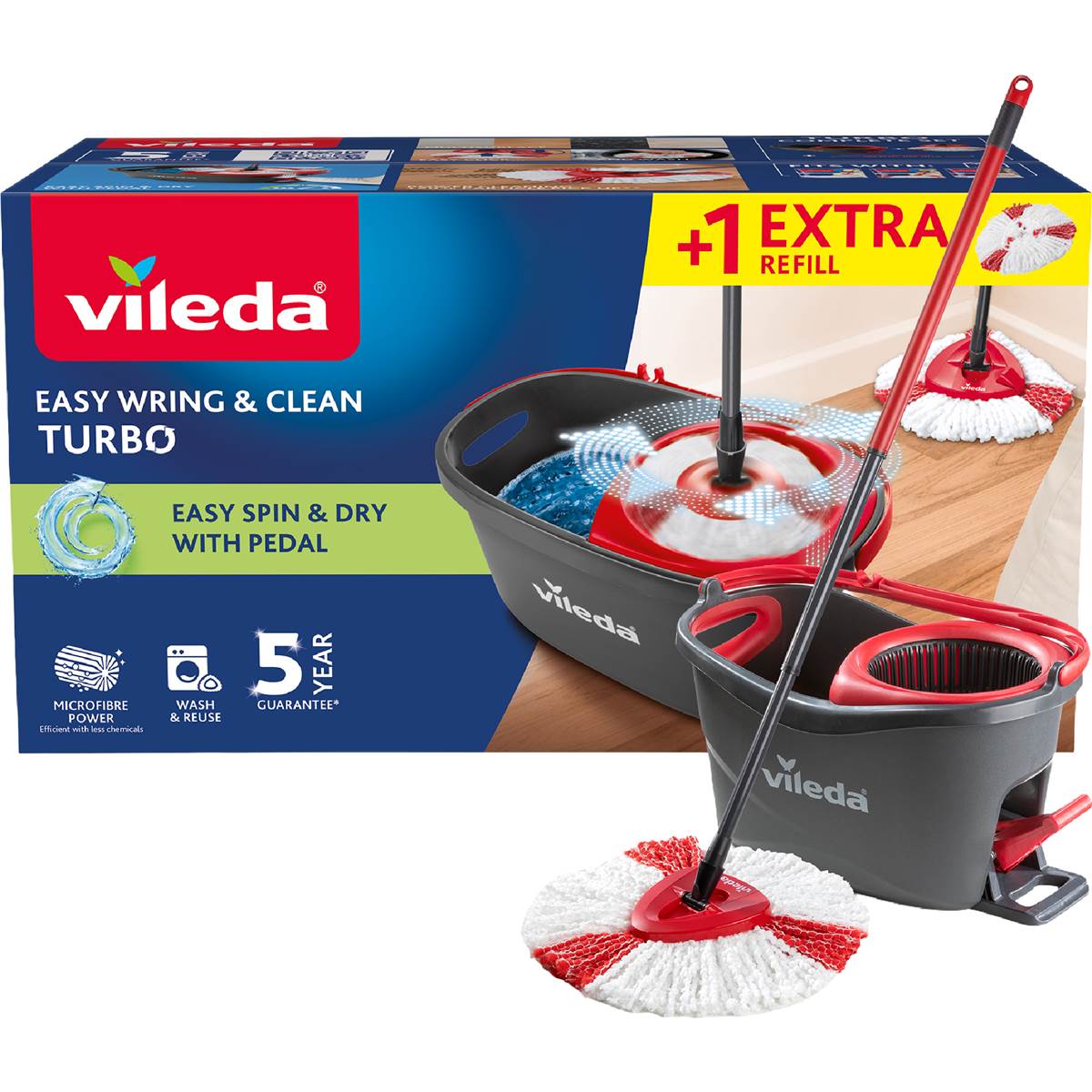 Vileda Easy Wring & Clean Turbo Spin Mop & Bucket Set each