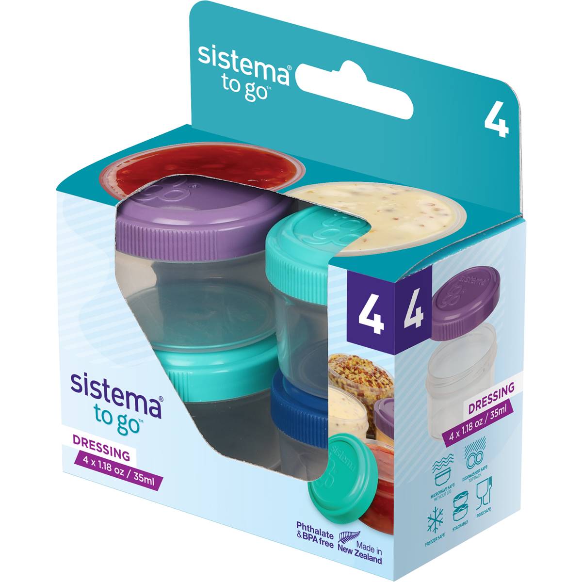 Sistema To Go Dressing Food Container 35mL x 4 pack