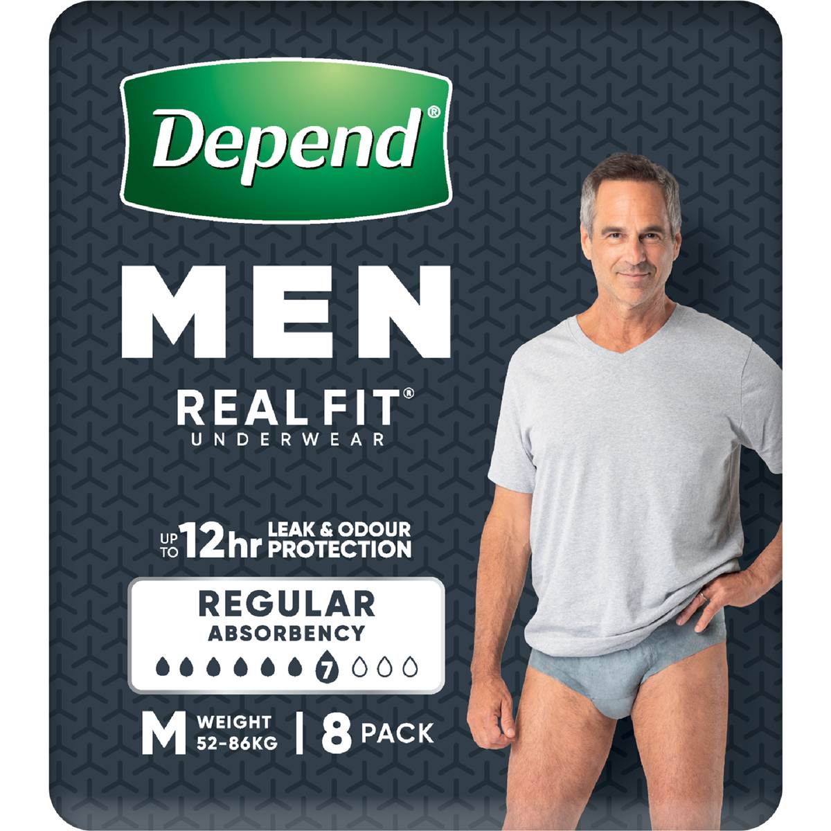 Depend Real Fit for Men Incontinence Underwear Medium 8 pack