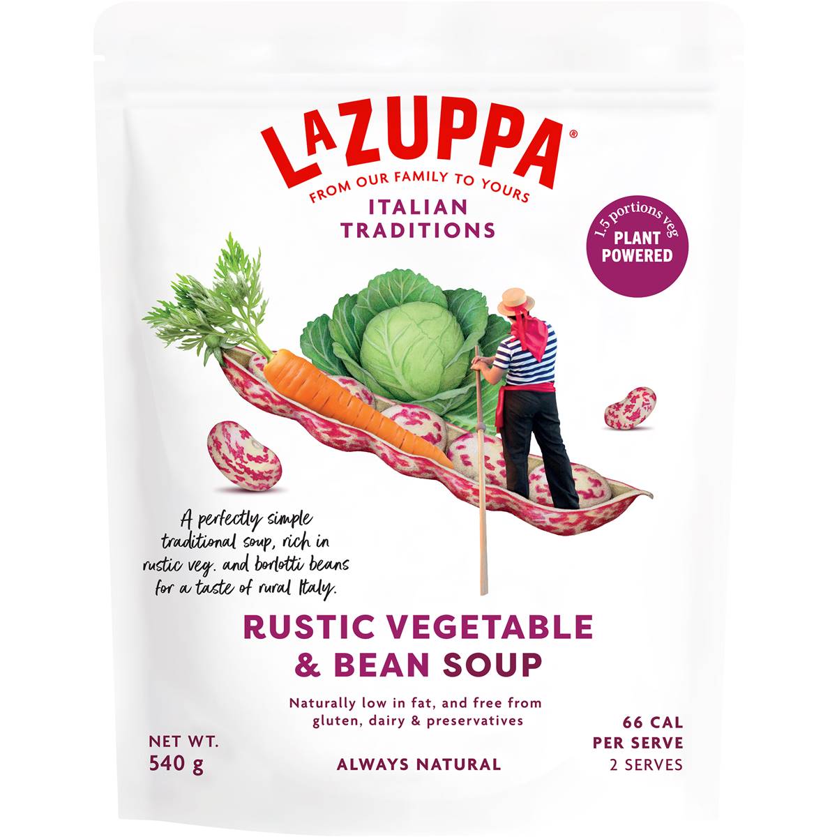 Calories in La Zuppa Soup Pouch Rustic Vegetable Rustic Vegetable
