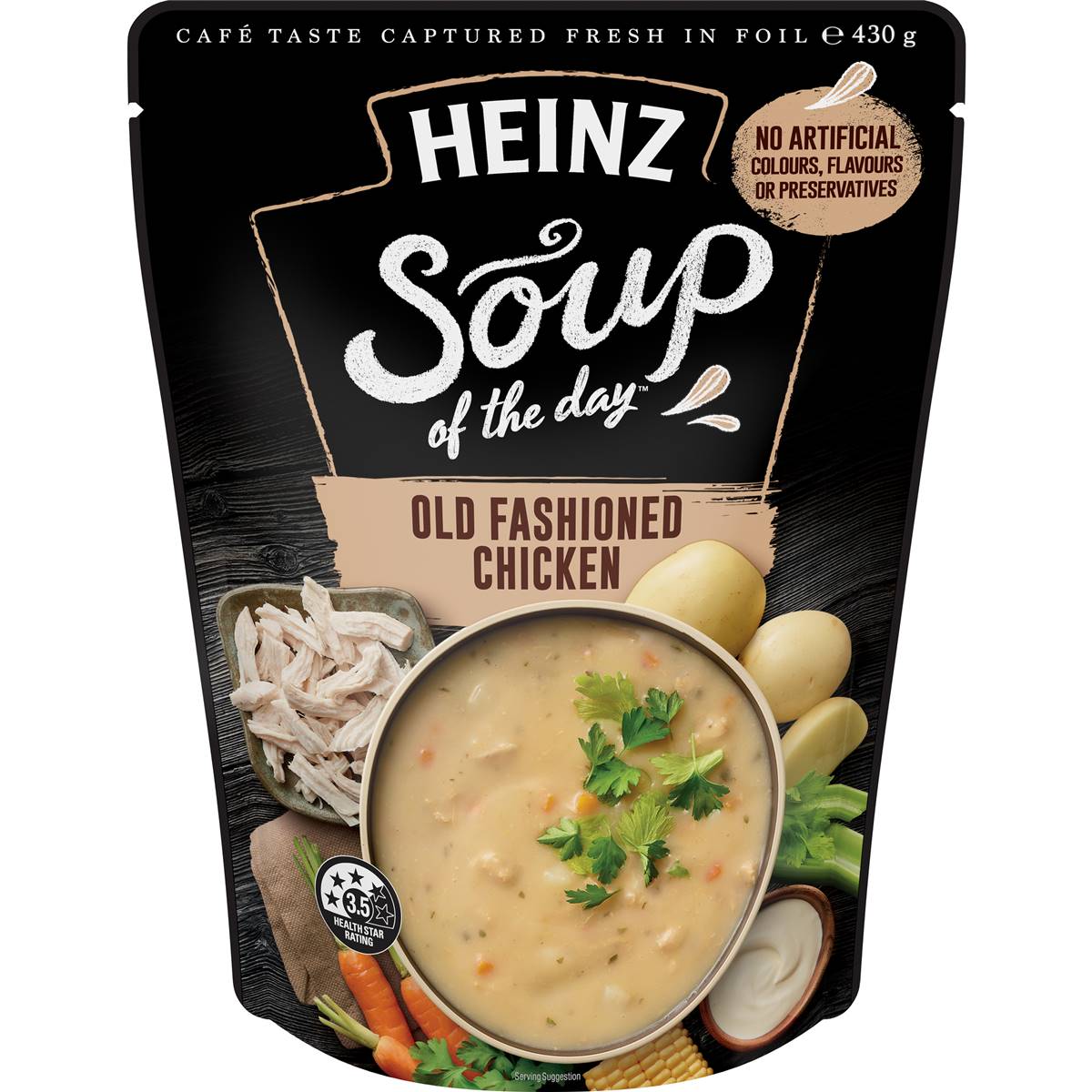 Calories in Heinz Soup Of The Day Pouch Old Fashion Chicken calcount