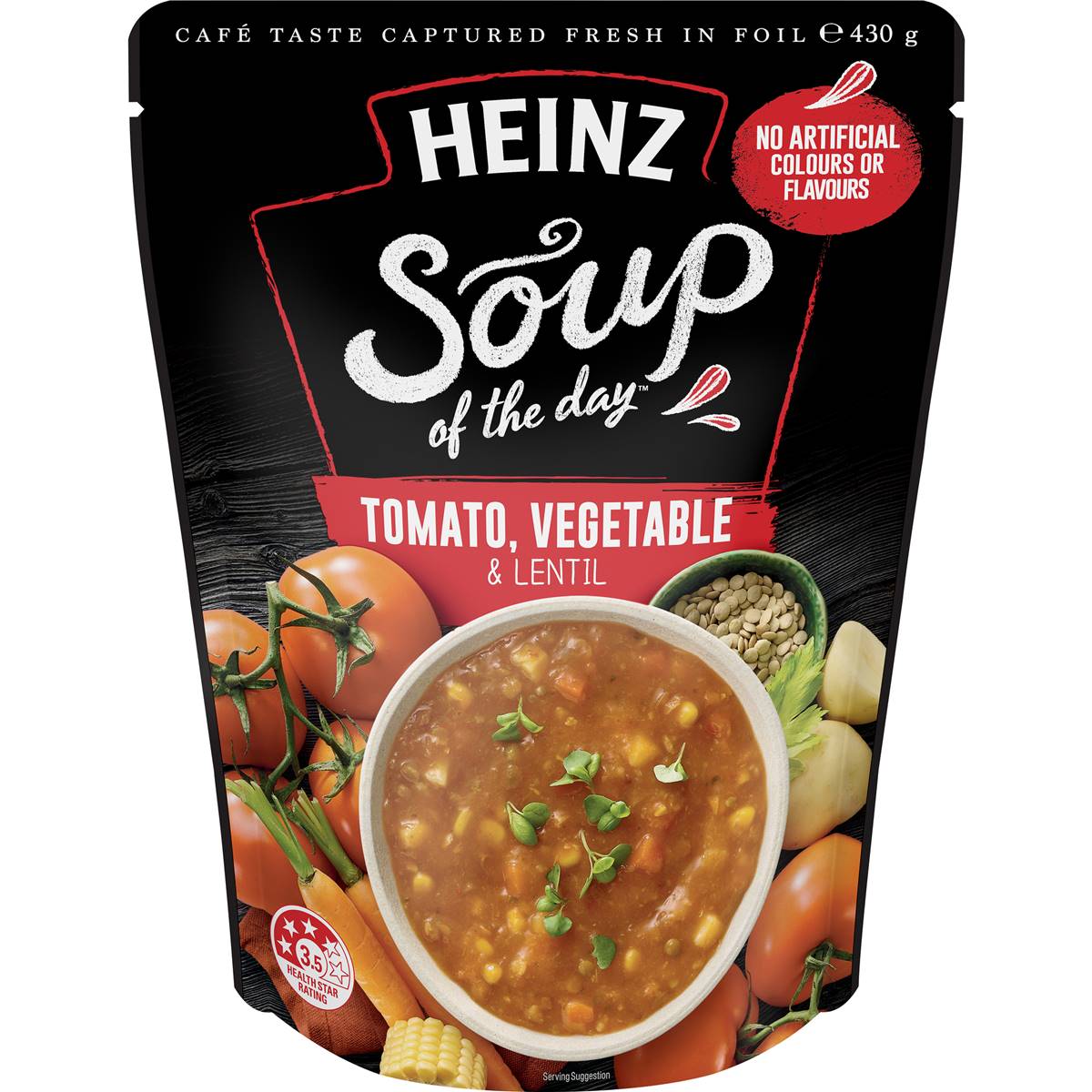 Calories in Heinz Tomato, Vegetable and Lentil Soup of the Day calcount