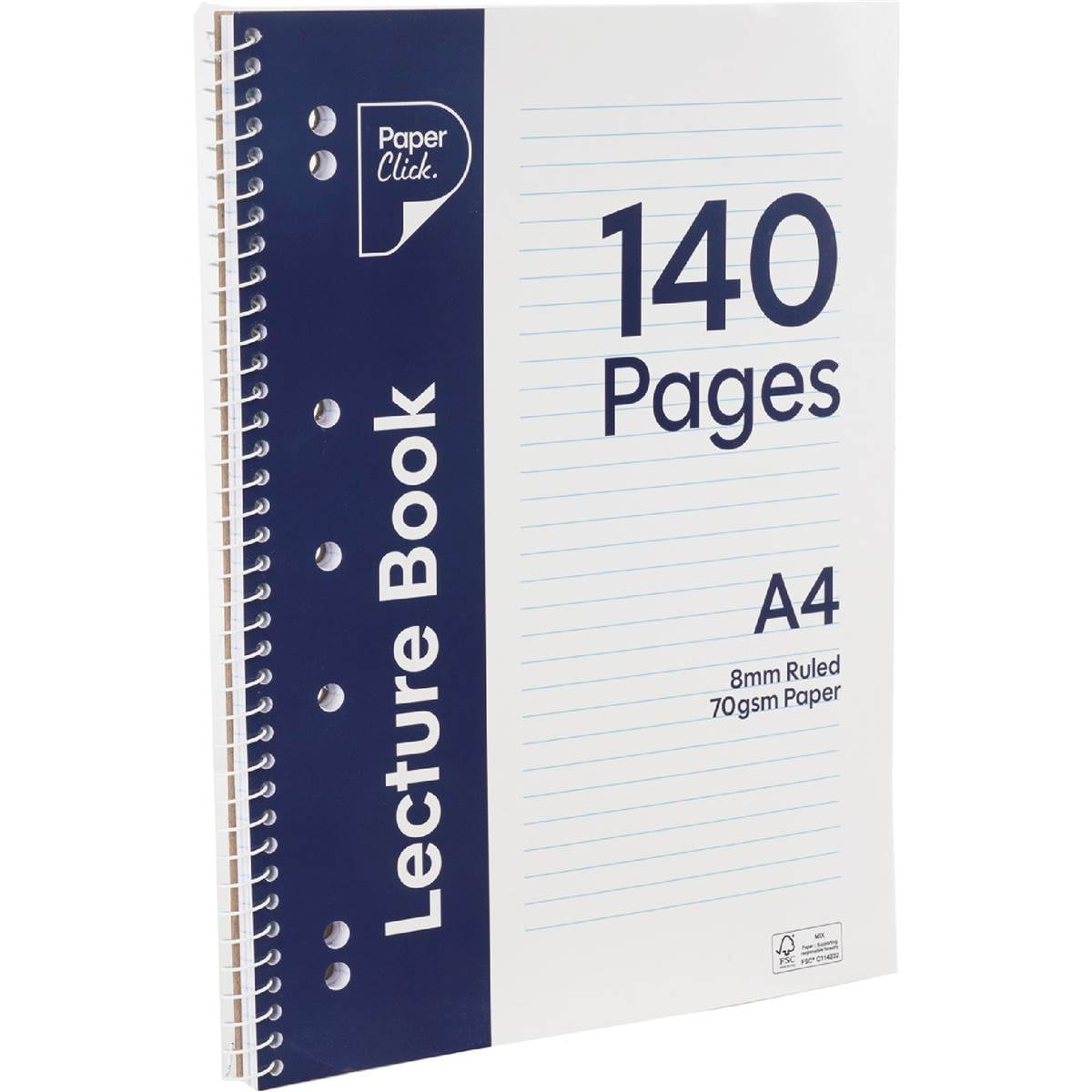 Paperclick A4 Spiral Lecture Book 140 Pages