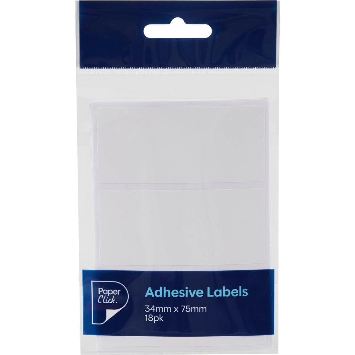 Paperclick Adhesive Labels Rectangle Blue Border 34Mm X 75Mm