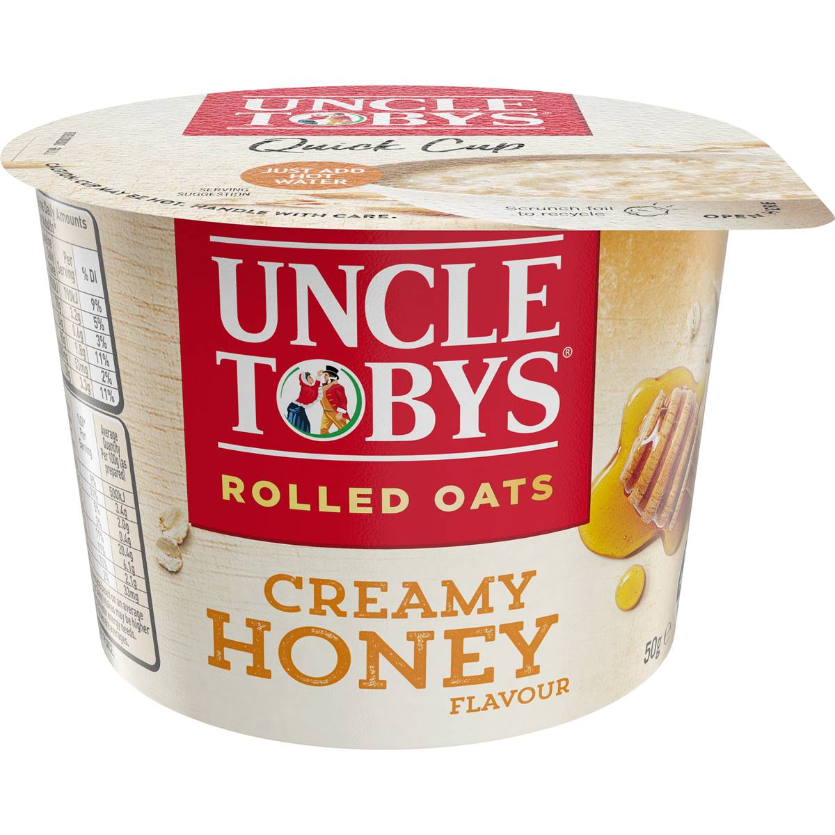 Calories in Uncle Tobys Oat Cups Honey Porridge