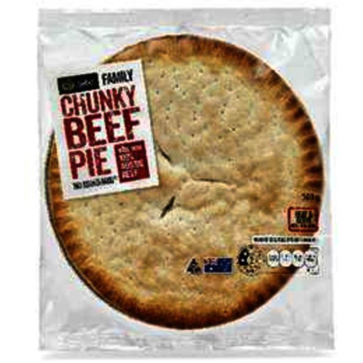 Woolworths Meat Pie Family Chunky Beef 500g Woolworths