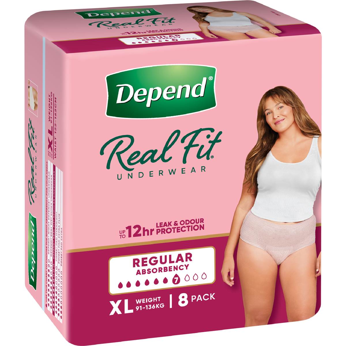 Depend Real Fit Regular Incontinence Underwear For Women X-Large 8 pack