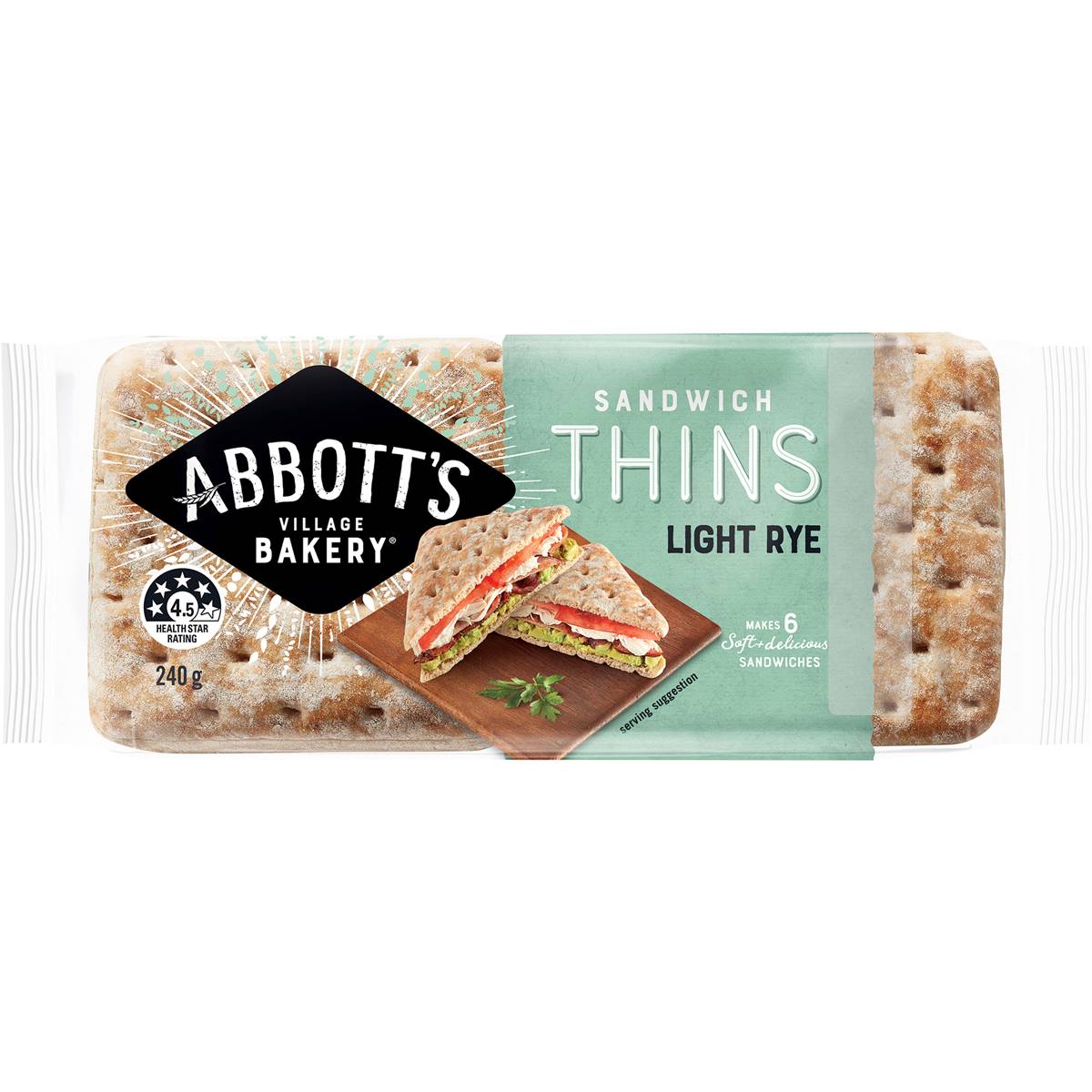 Calories in Abbott's Village Bakery Light Rye Sandwich Thins calcount