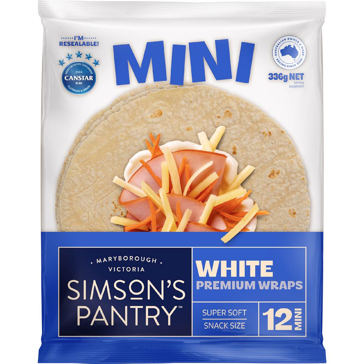 Simson's Pantry Mini White Wraps Super Soft 12 pack