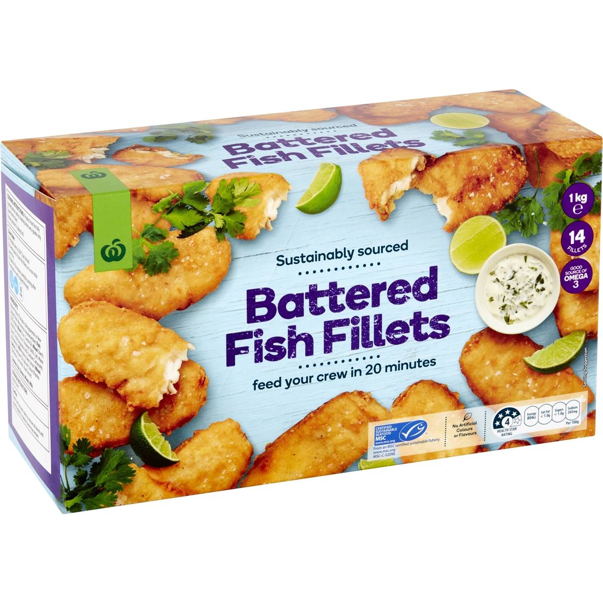 Calories in Woolworths Frozen Fish Fillets Battered