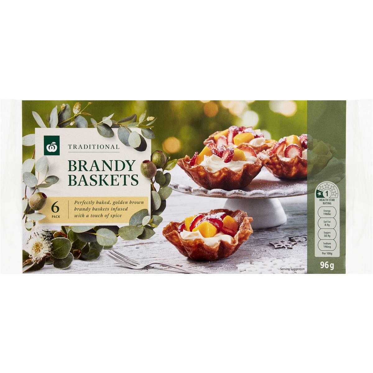 Calories in Woolworths Brandy Snap Baskets