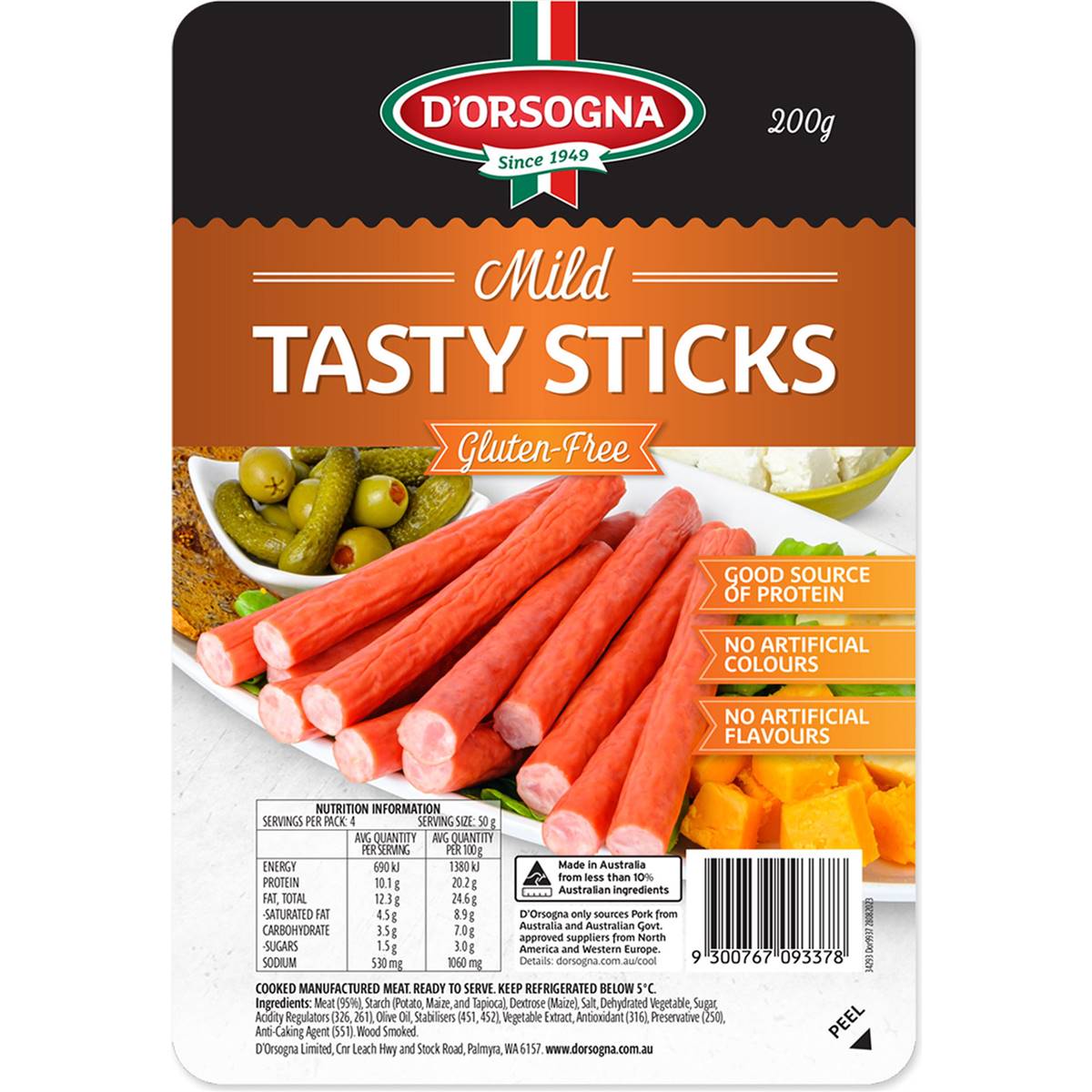 D'Orsogna Tasty Sticks Mild 200g