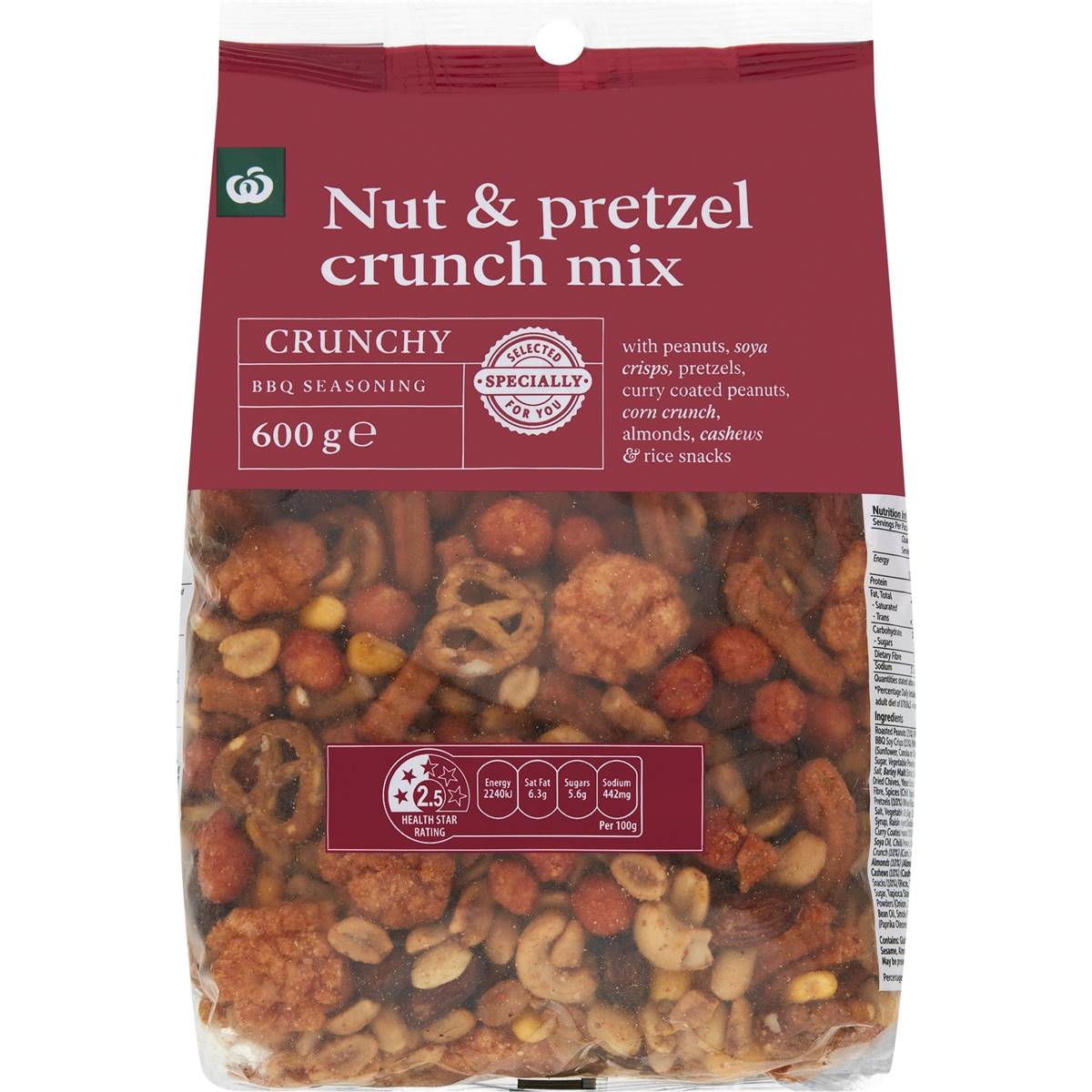 Calories in Woolworths Nut & Pretzel Crunch Mix