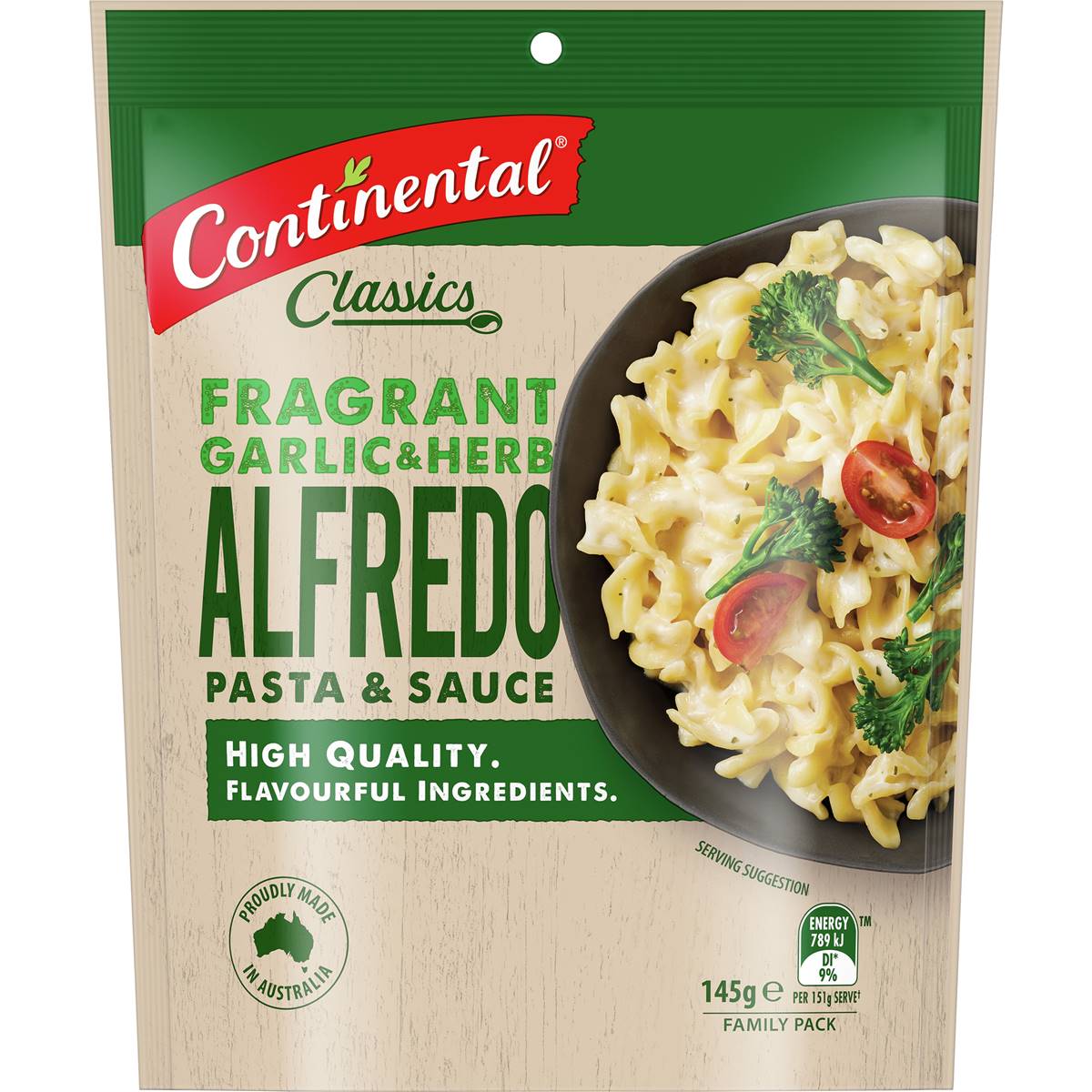 Calories in Continental Alfredo Garlic & Herb Pasta & Sauce Value Pack