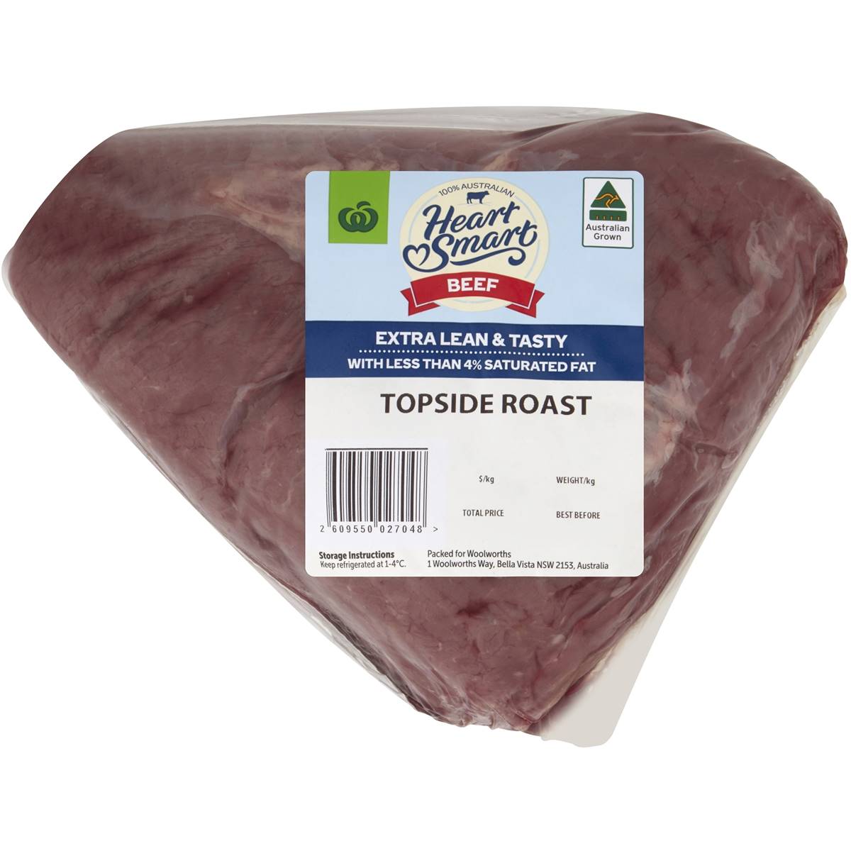 Calories in Woolworths Beef Topside Roast Oven Ready