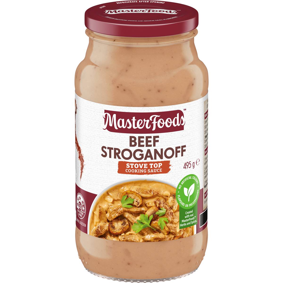 Calories in Masterfoods Beef Stroganoff Simmer Sauce