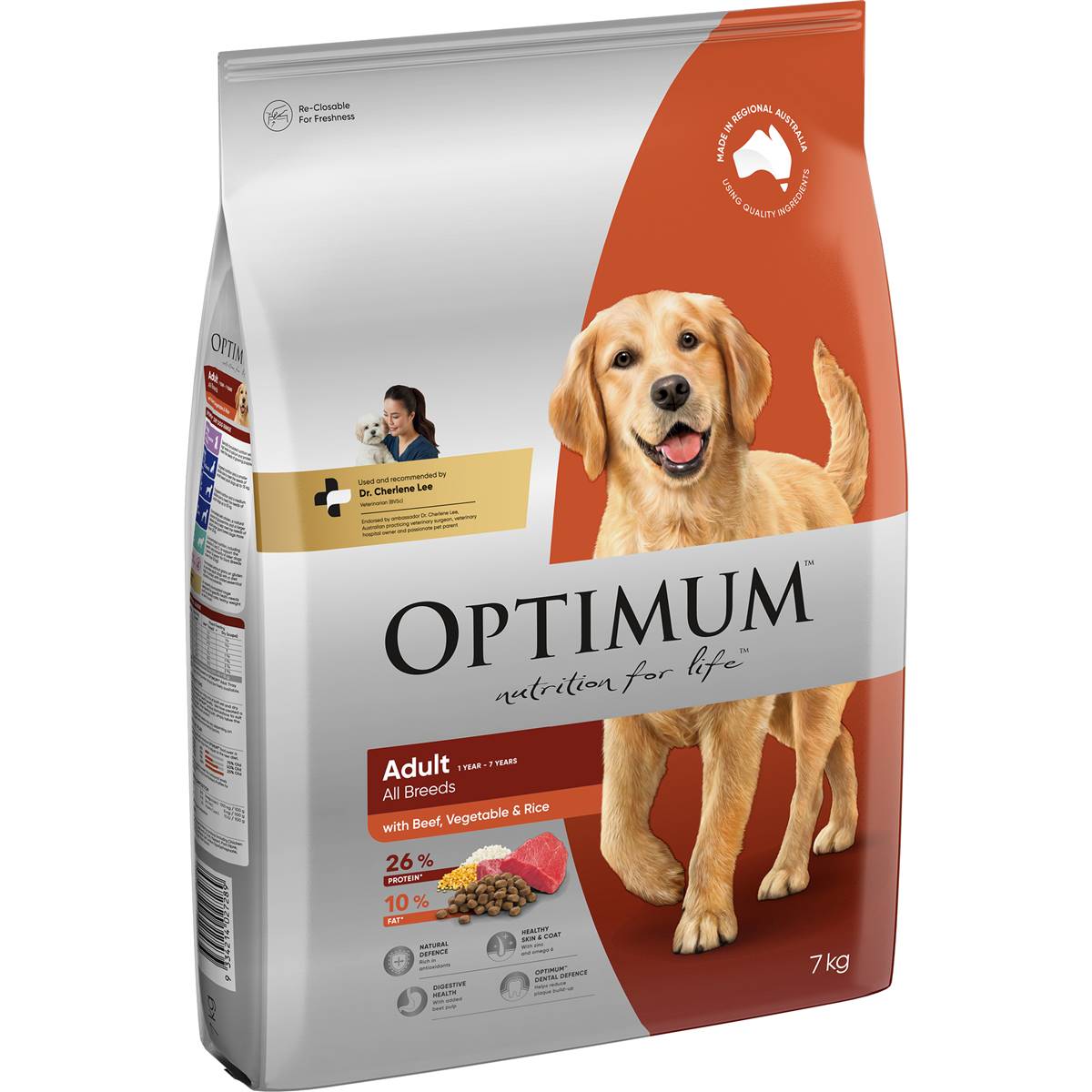 Optimum Adult All Breed Dry Dog Food With Beef Vegetables & Rice 7kg
