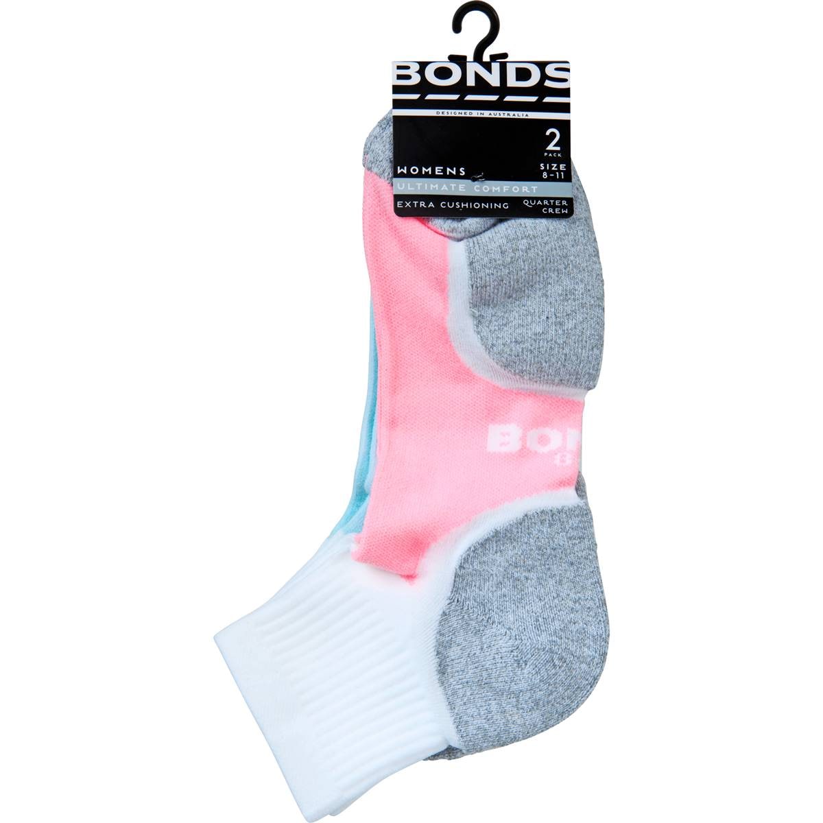 Bonds Ladies Ultimate Comfort Socks 1/4 Crew 8+ 2pk Woolworths