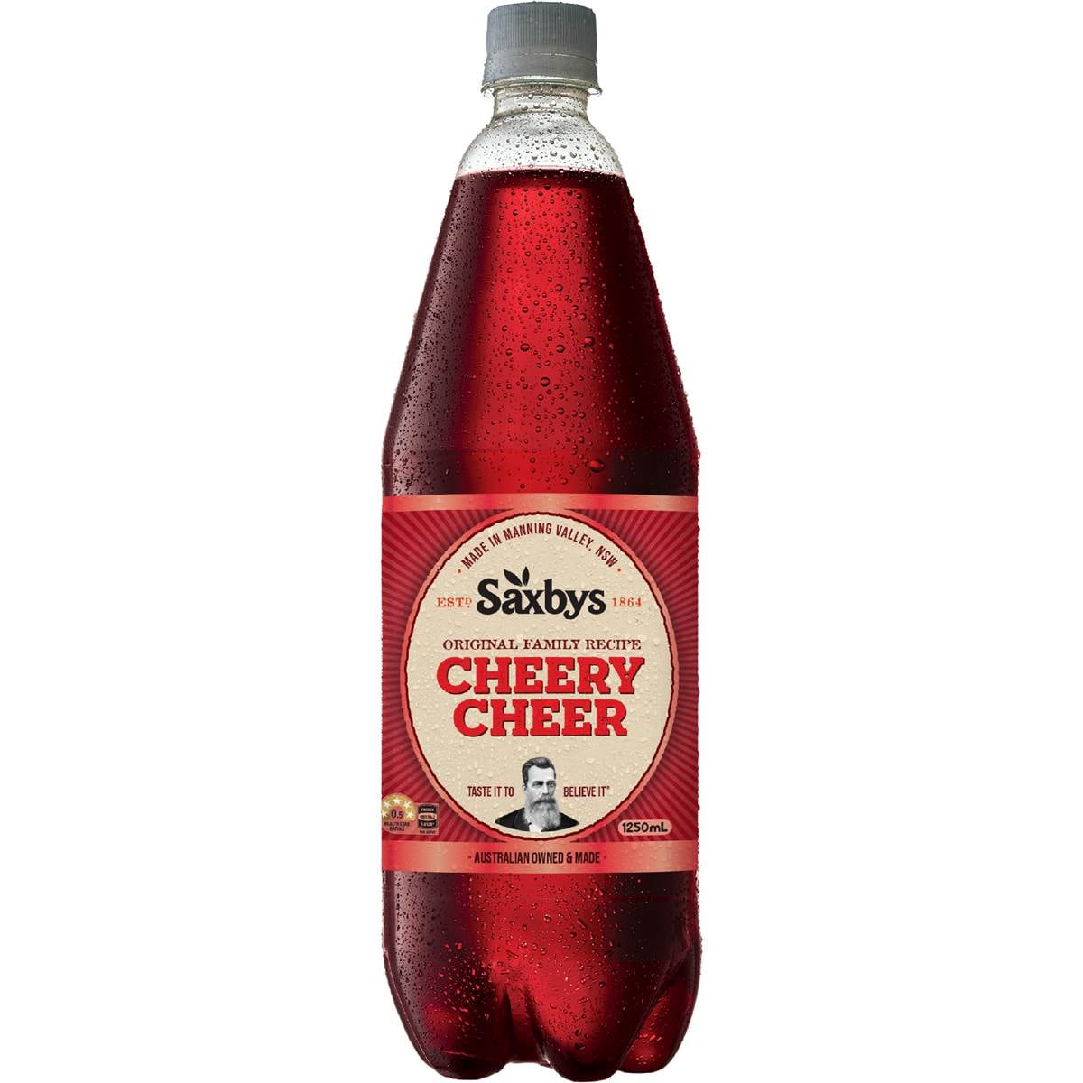 Saxbys Cheery Cheer Soft Drink Bottle