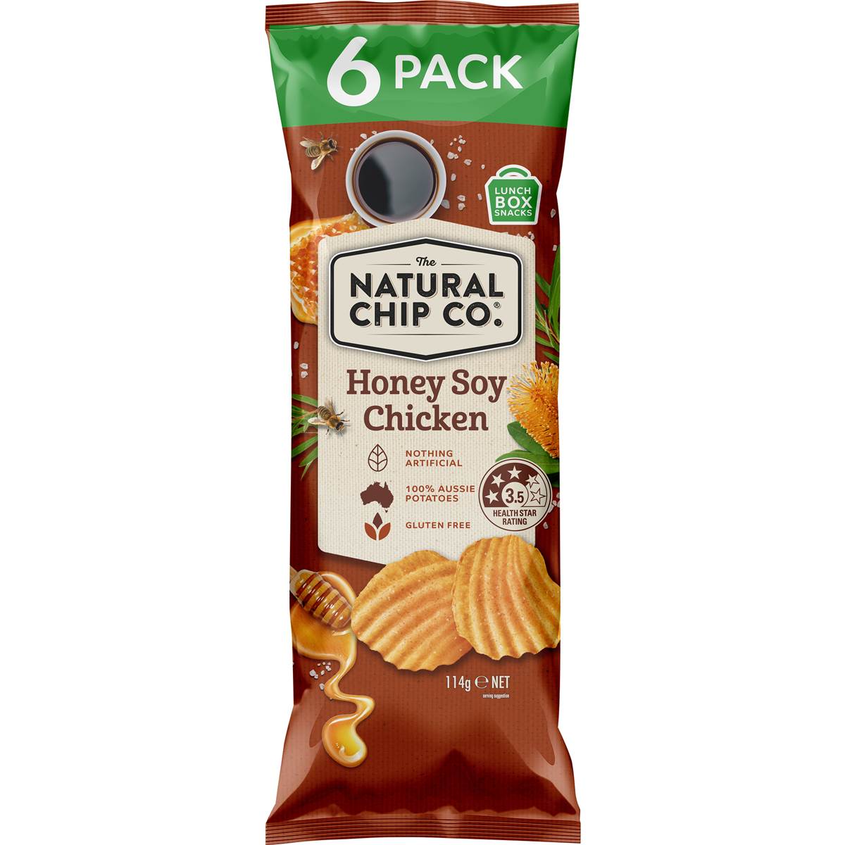 The Natural Chip Co Honey Soy Chicken Potato Chips 6 pack