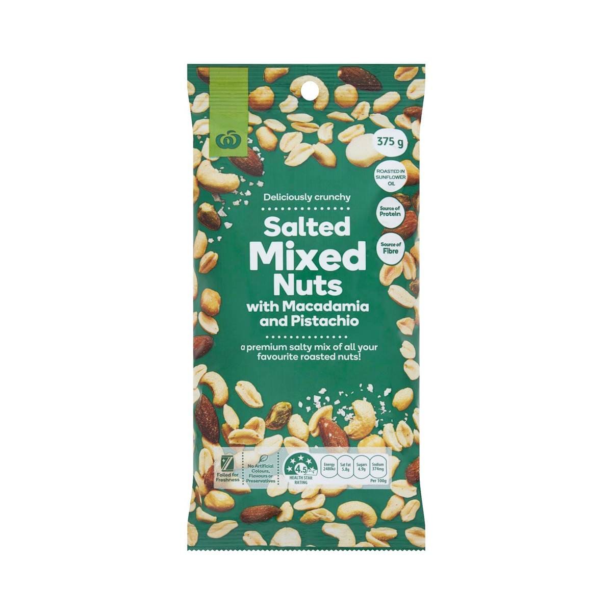 Calories in Woolworths Salted Mixed Nuts calcount