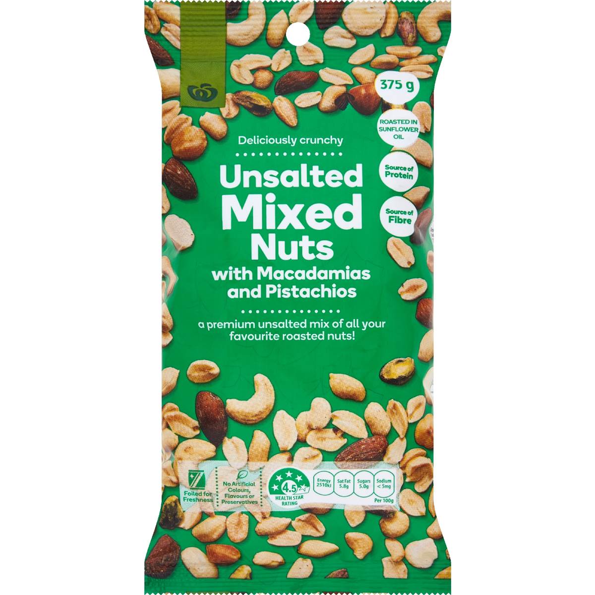 Calories in Woolworths Unsalted Mixed Nuts calcount