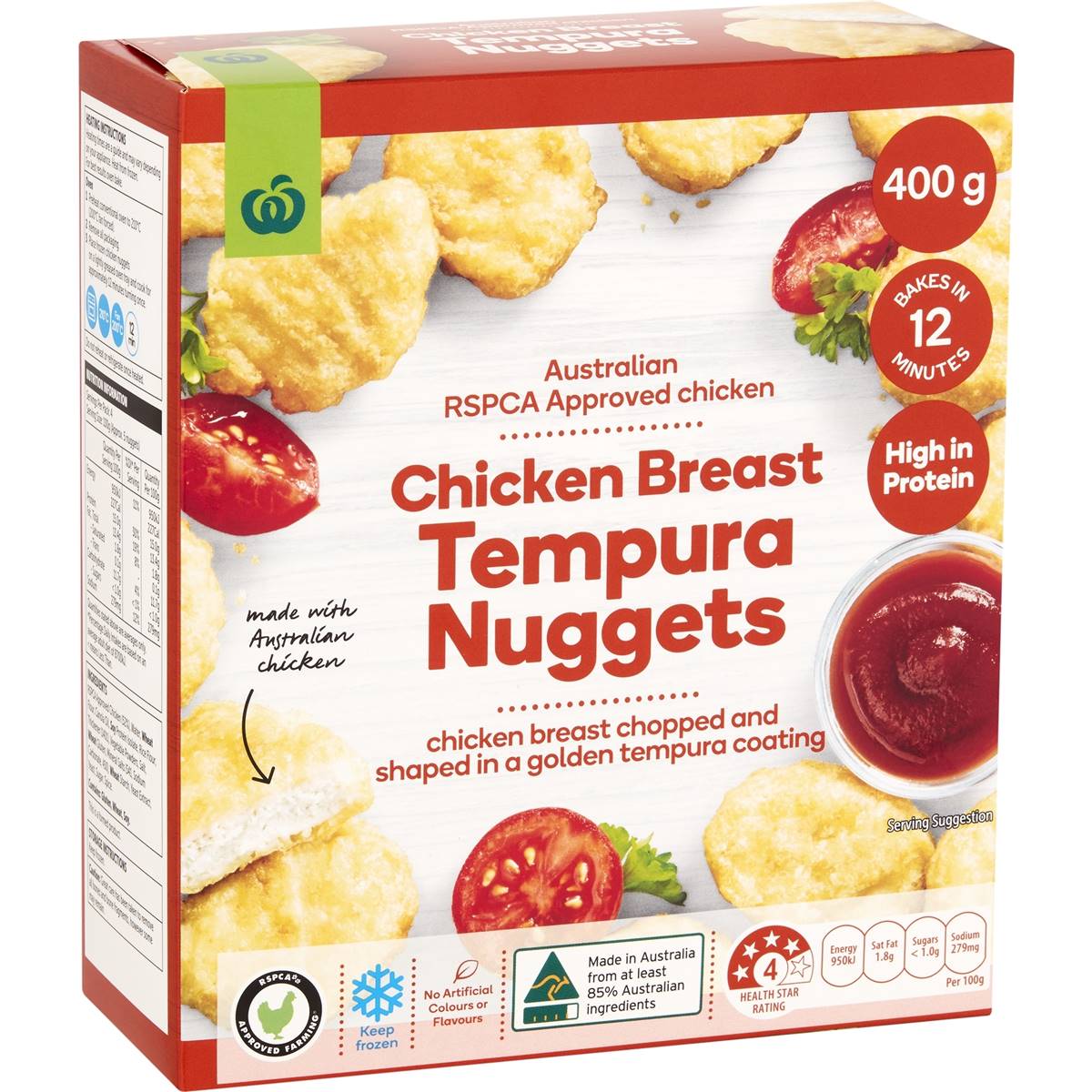 Calories in Woolworths Chicken Breast Tempura Nuggets