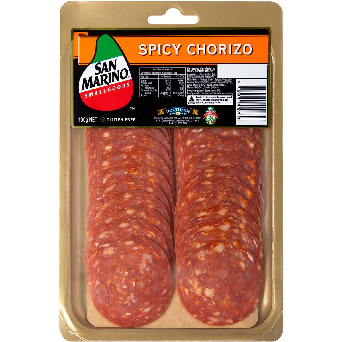 San Marino Spicy Chorizo 100g