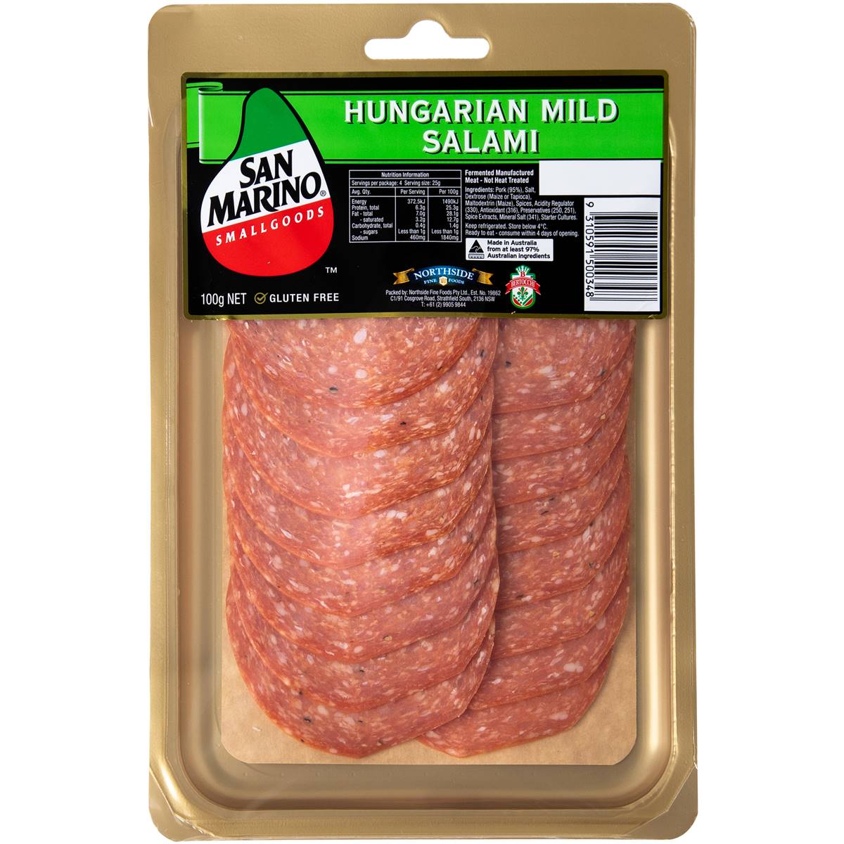 San Marino Hungarian Mild Salami 100g