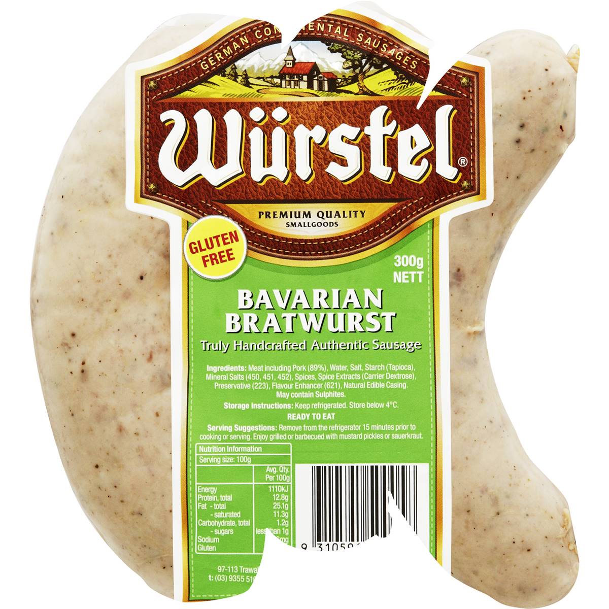 Calories in Wurstel Bratwurst Bavarian