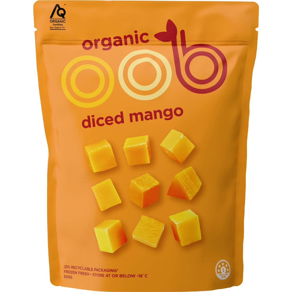 Oob Organic Frozen Diced Mango