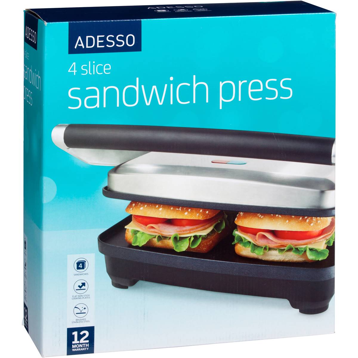 Adesso Appliance Sandwich Press 4 Slice each Woolworths