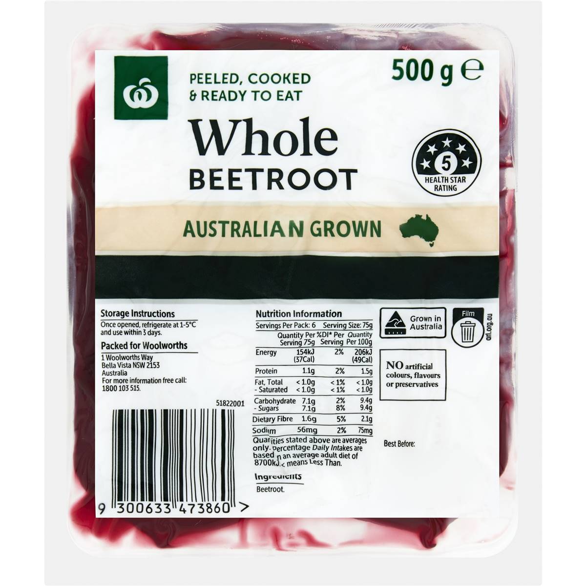 calories-in-woolworths-whole-fresh-beetroot-calcount