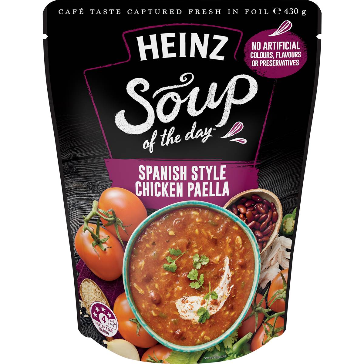 53 calories in Heinz Soup Of The Day Pouch Chicken With Bean & Paprika