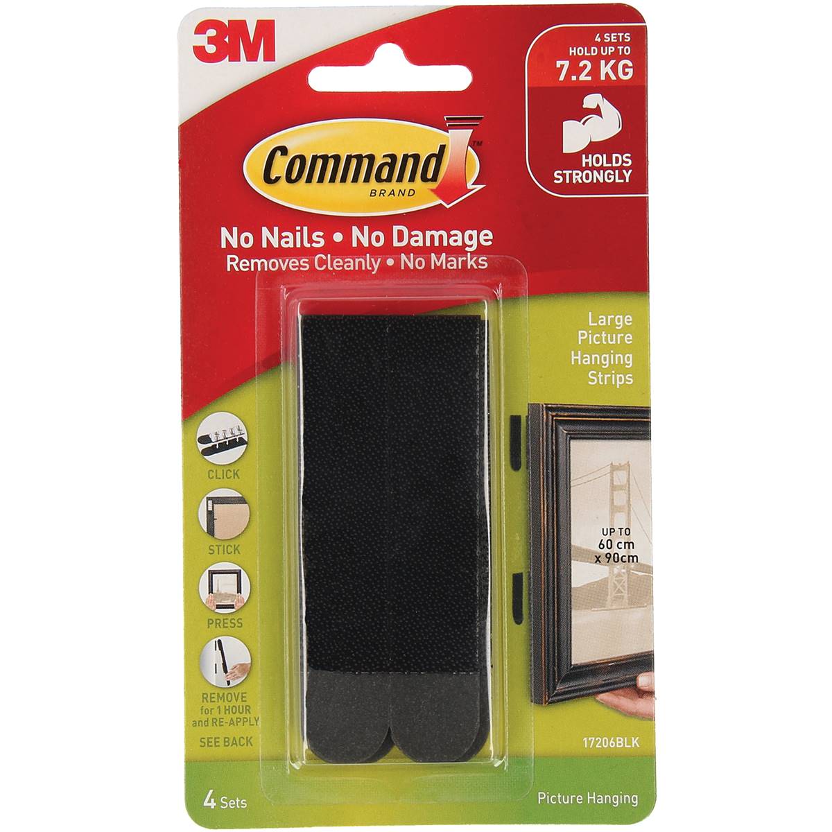 3M Command Picture Hanging Strips Large Black