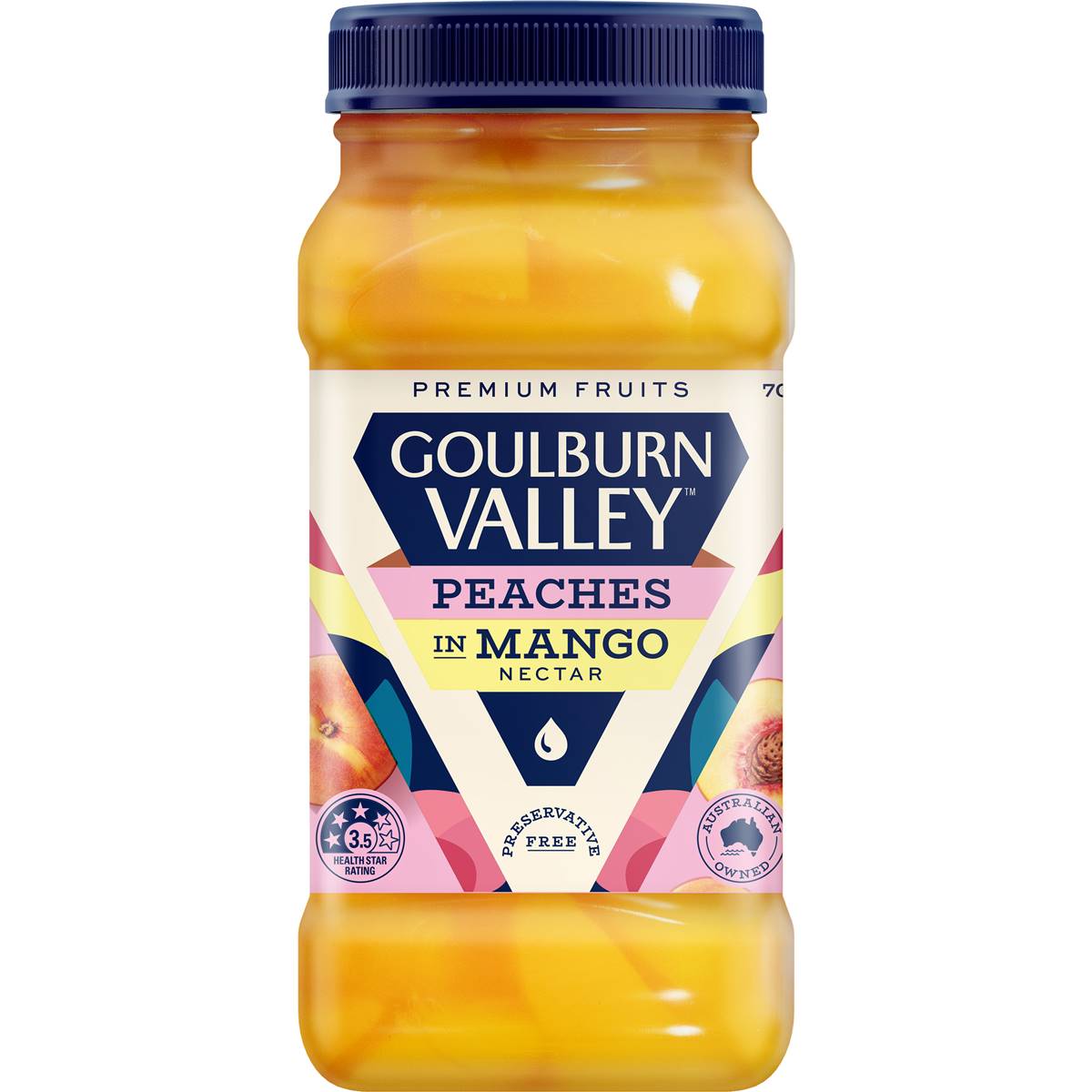 Calories in Goulburn Valley Peaches In Mango Nectar Sliced In Mango Nectar