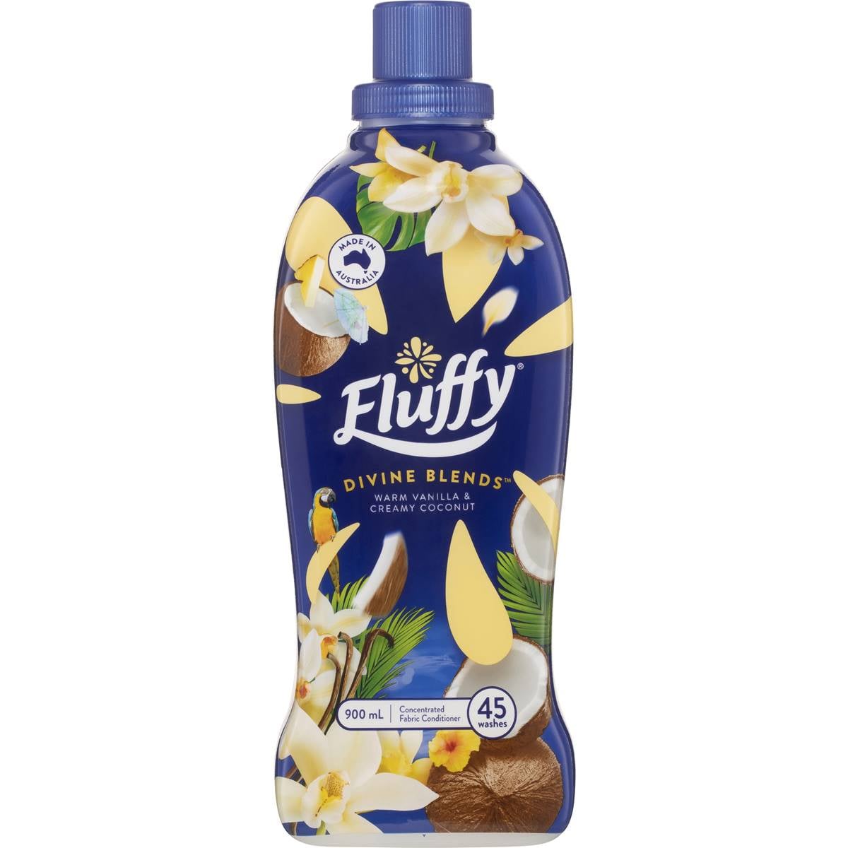 Fluffy Fabric Softener Concentrate Vanilla & Coconut 900mL