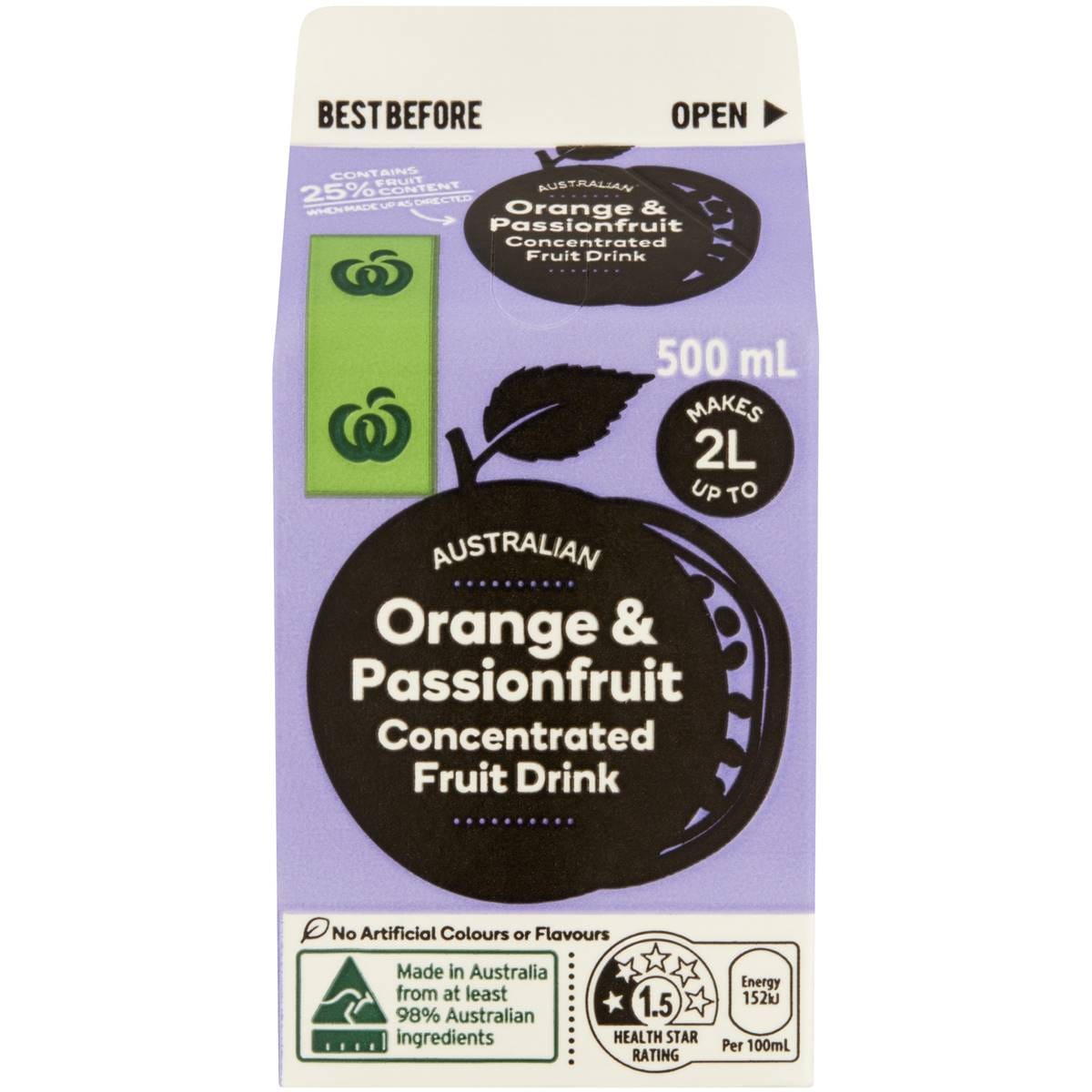 Calories in Woolworths Orange & Passionfruit Concentrate calcount