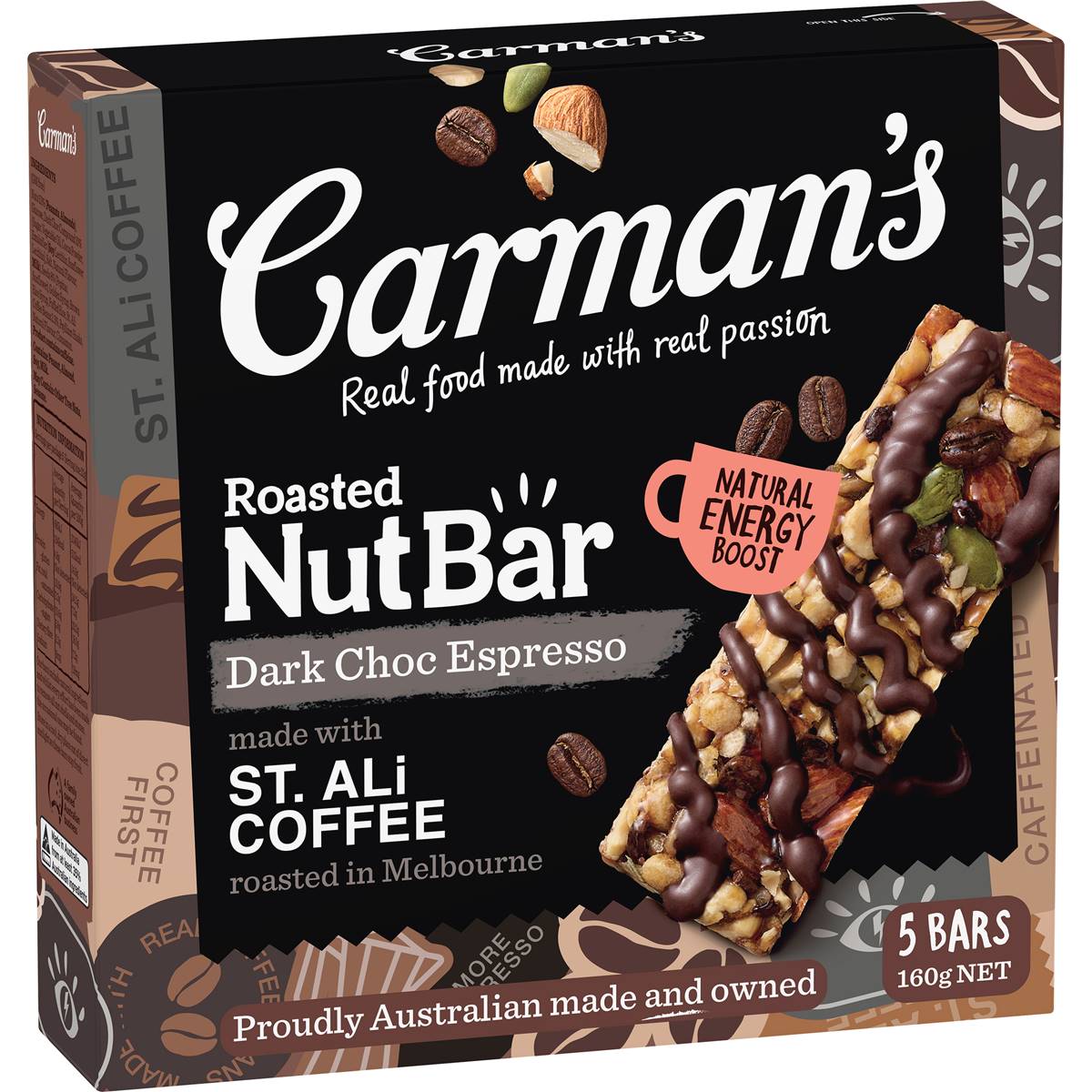 Calories in Carman's Dark Choc Espresso Nut Bars