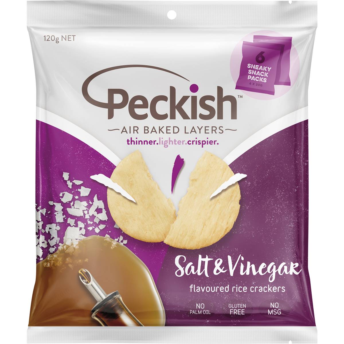 Calories in Peckish Rice Crackers Salt & Vinegar calcount