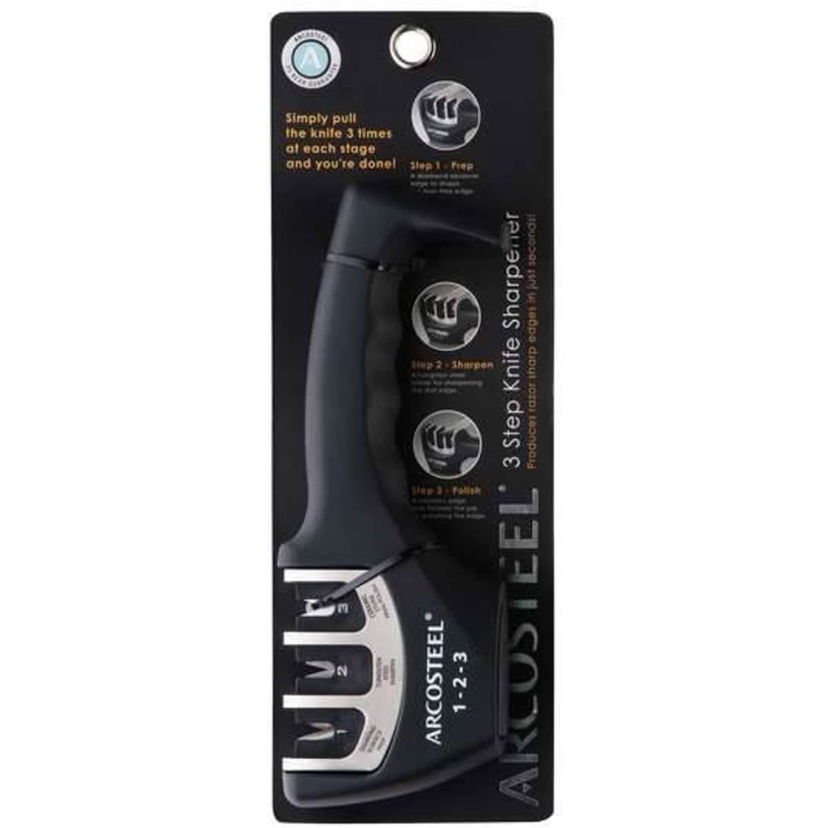 Arcosteel Knife Sharpener 3 In 1 each Woolworths