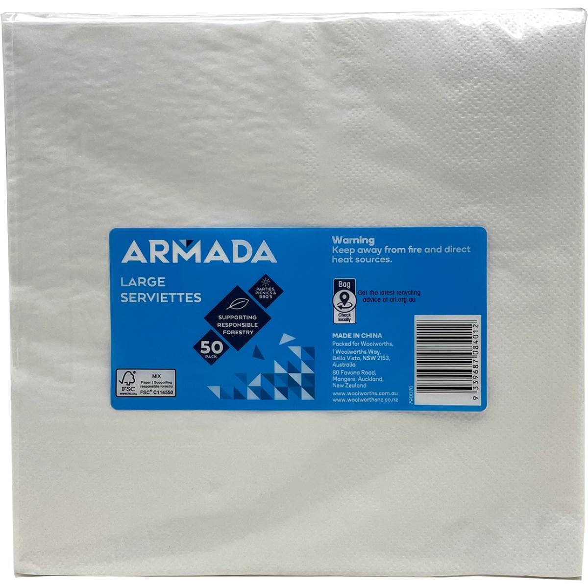 Armada Dinner Serviettes White 2 Ply