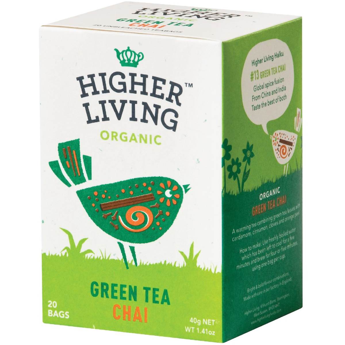 Calories in Higher Living Chai Green Tea calcount