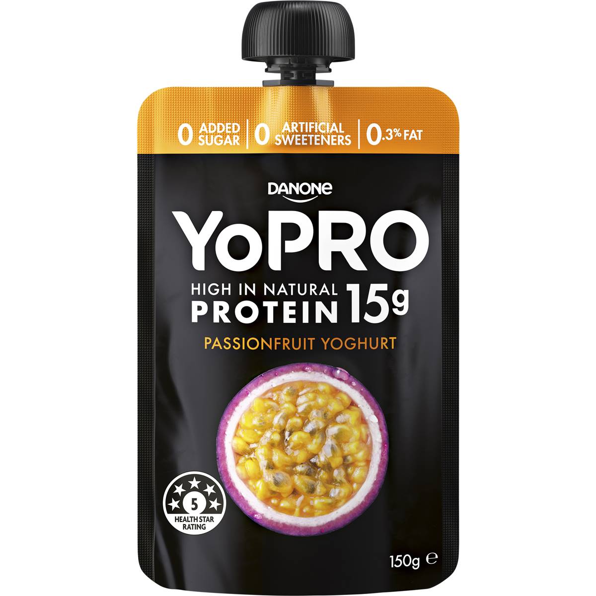 Calories in Yopro High Protein Passionfruit Greek Yoghurt Pouch