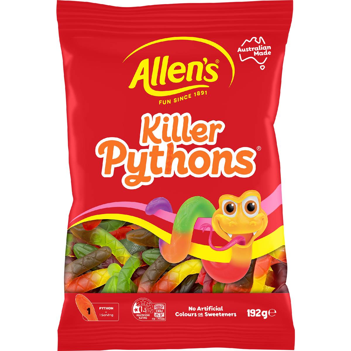 Allen's Killer Python Lollies Bag 192g