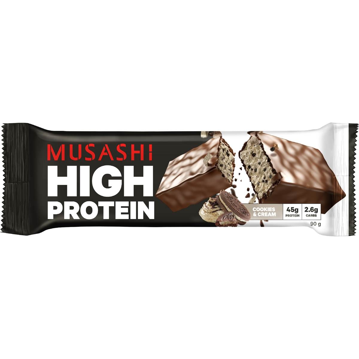 Musashi High Protein Bar Cookies & Cream 90g – Woolworths