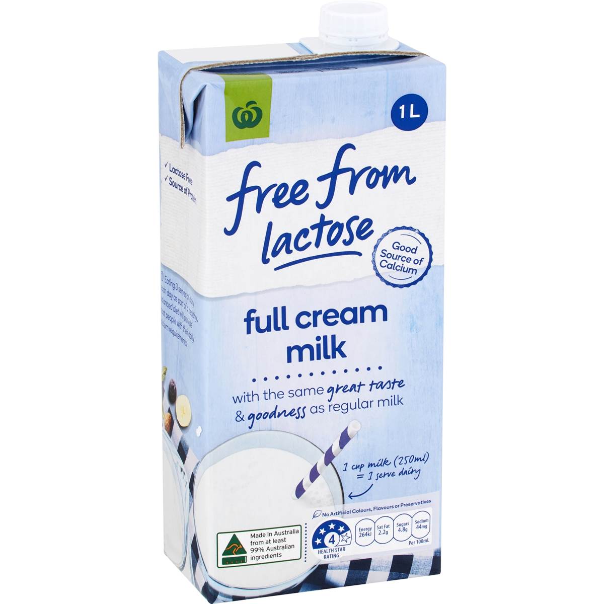 Woolworths Free From Lactose Full Cream Long Life Milk UHT