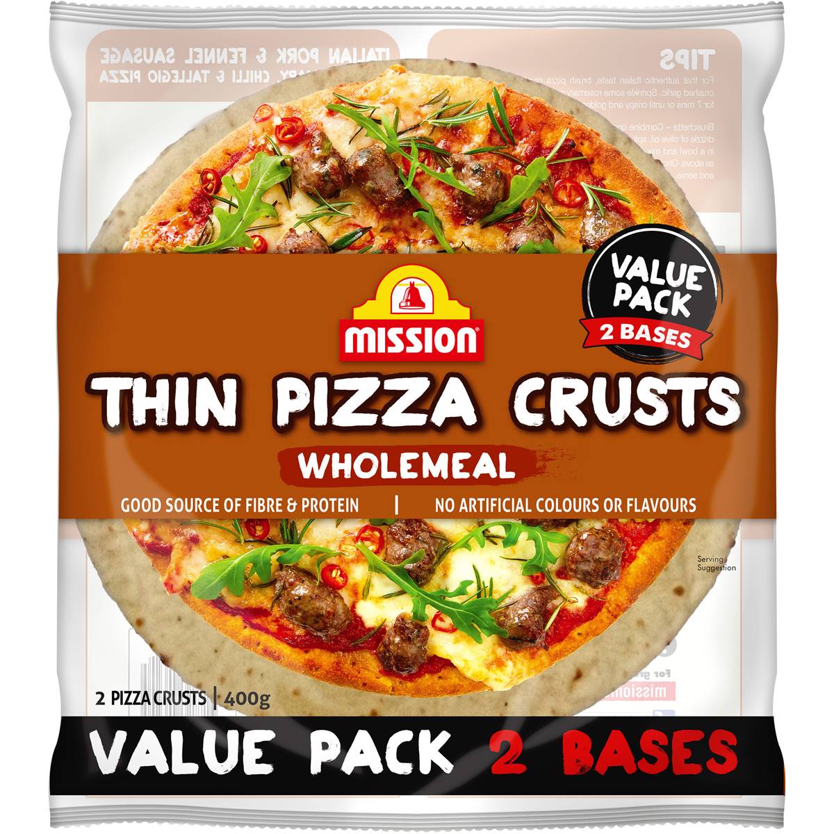 Calories in Mission Pizza Base Wholemeal calcount